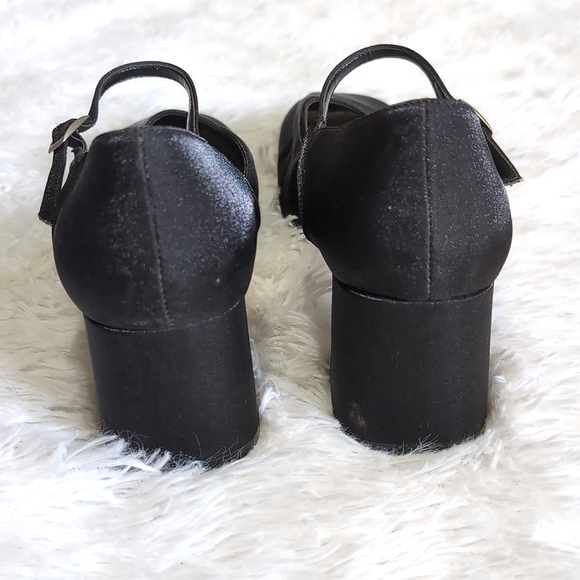 Y2K Merona Metallic Black Chunky Ankle Strap Block Heels Size 10 - Picture 5 of 9